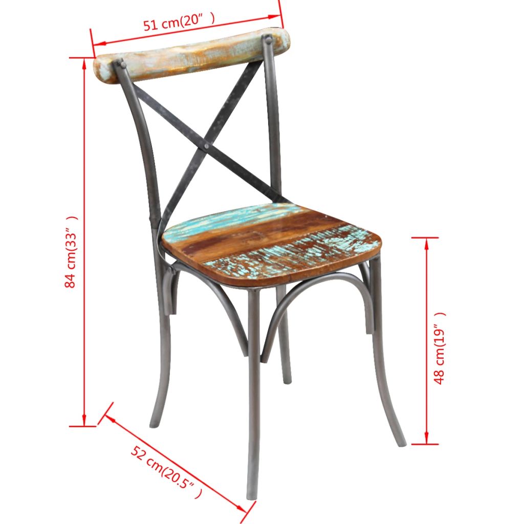 Dining Chairs 6 pcs Solid Reclaimed Wood- Kitchen & Dining Room Chairs - HomeShopIreland - Home Shop Ireland - Kitchen & Dining Room Chairs - Dining Chairs 6 pcs Solid Reclaimed Wood