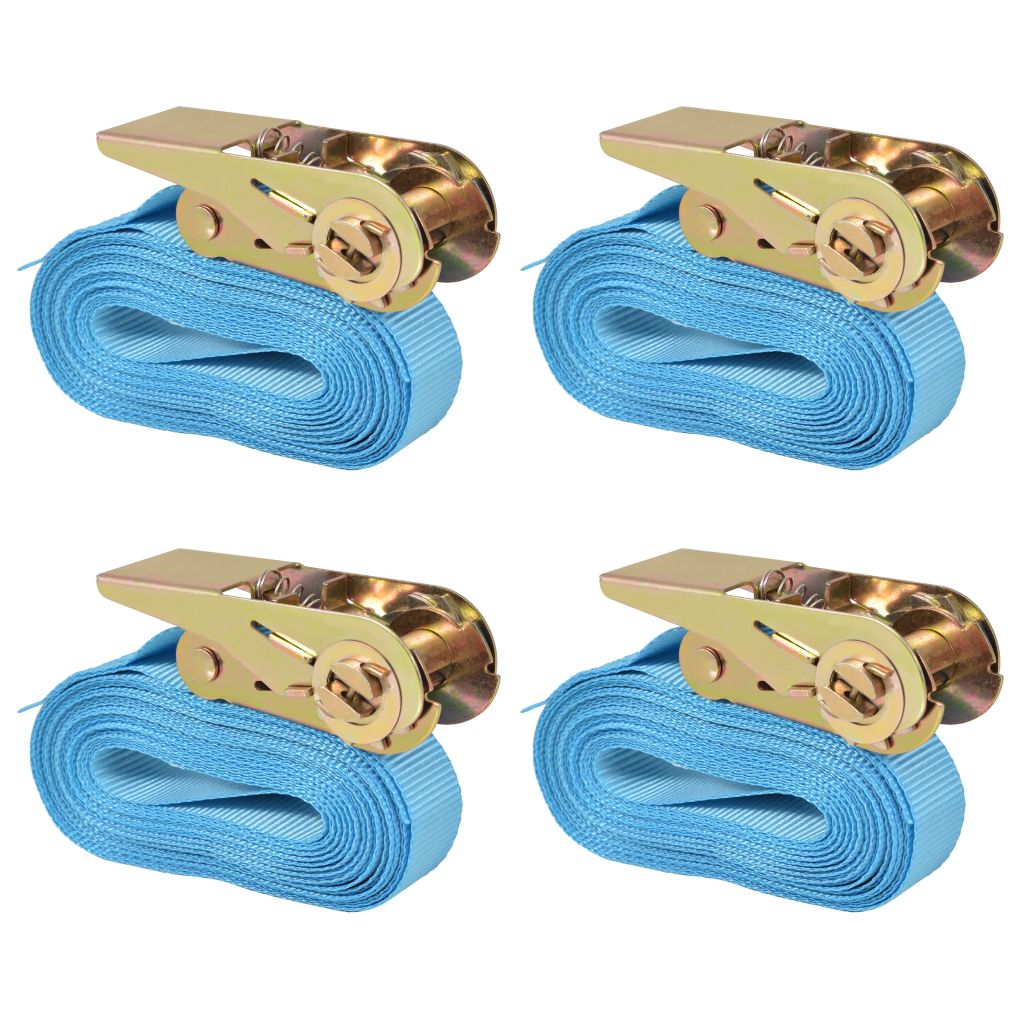 Ratchet Tie Down Straps 4 pcs 0.8 Tonnes 6mx25mm Blue- Tie Down Straps - HomeShopIreland - Home Shop Ireland - Tie Down Straps - Ratchet Tie Down Straps 4 pcs 0.8 Tonnes 6mx25mm Blue