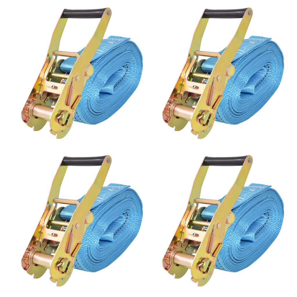 Ratchet Tie Down Straps 4 pcs 4 Tonnes 8mx50mm Blue- Tie Down Straps - HomeShopIreland - Home Shop Ireland - Tie Down Straps - Ratchet Tie Down Straps 4 pcs 4 Tonnes 8mx50mm Blue