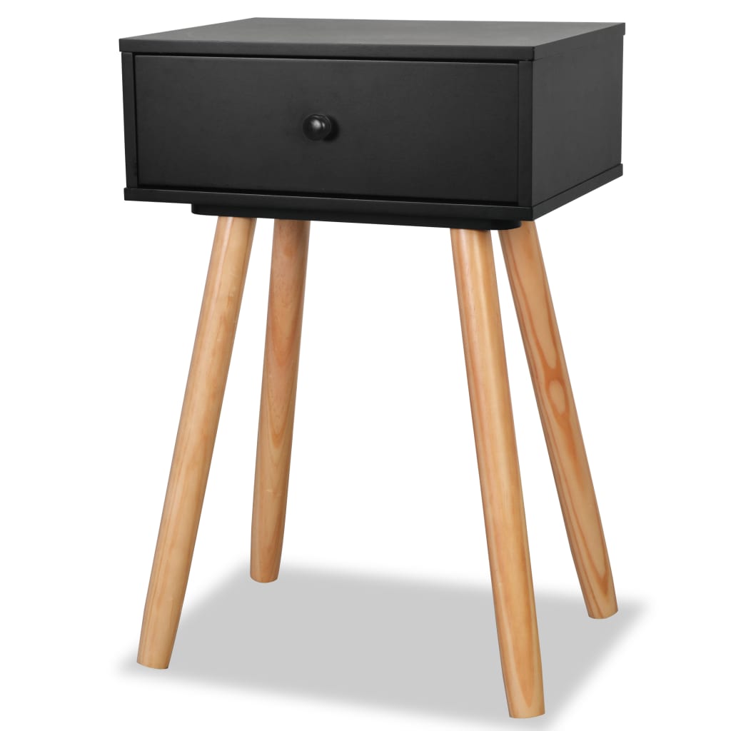 Bedside Tables 2 pcs Solid Pinewood 40x30x61 cm Black- End Tables - HomeShopIreland - Home Shop Ireland - End Tables - Bedside Tables 2 pcs Solid Pinewood 40x30x61 cm Black