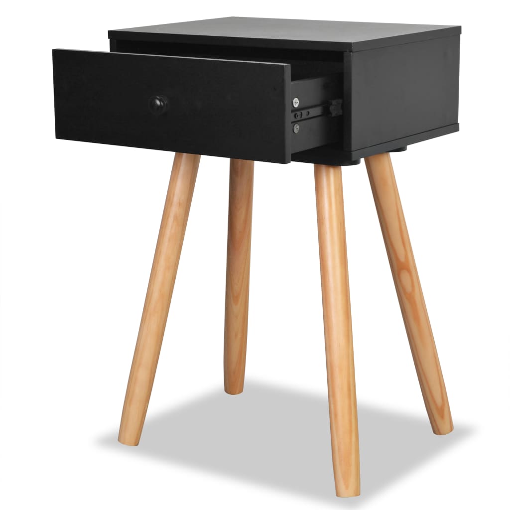 Bedside Tables 2 pcs Solid Pinewood 40x30x61 cm Black- End Tables - HomeShopIreland - Home Shop Ireland - End Tables - Bedside Tables 2 pcs Solid Pinewood 40x30x61 cm Black