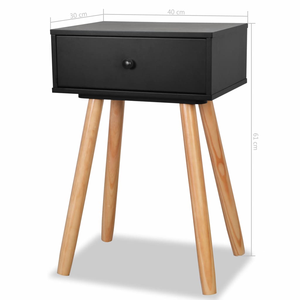Bedside Tables 2 pcs Solid Pinewood 40x30x61 cm Black- End Tables - HomeShopIreland - Home Shop Ireland - End Tables - Bedside Tables 2 pcs Solid Pinewood 40x30x61 cm Black