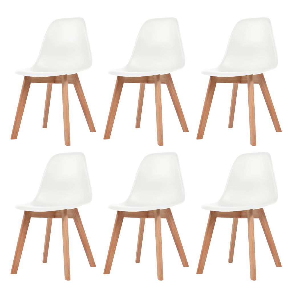 Dining Chairs 6 pcs White Plastic- Kitchen & Dining Room Chairs - HomeShopIreland - Home Shop Ireland - Kitchen & Dining Room Chairs - Dining Chairs 6 pcs White Plastic