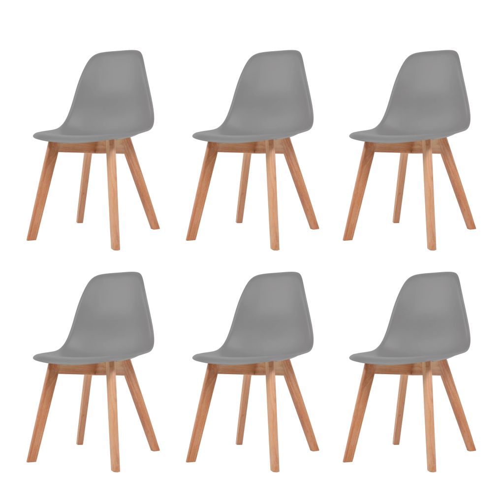 Dining Chairs 6 pcs Grey Plastic- Kitchen & Dining Room Chairs - HomeShopIreland - Home Shop Ireland - Kitchen & Dining Room Chairs - Dining Chairs 6 pcs Grey Plastic