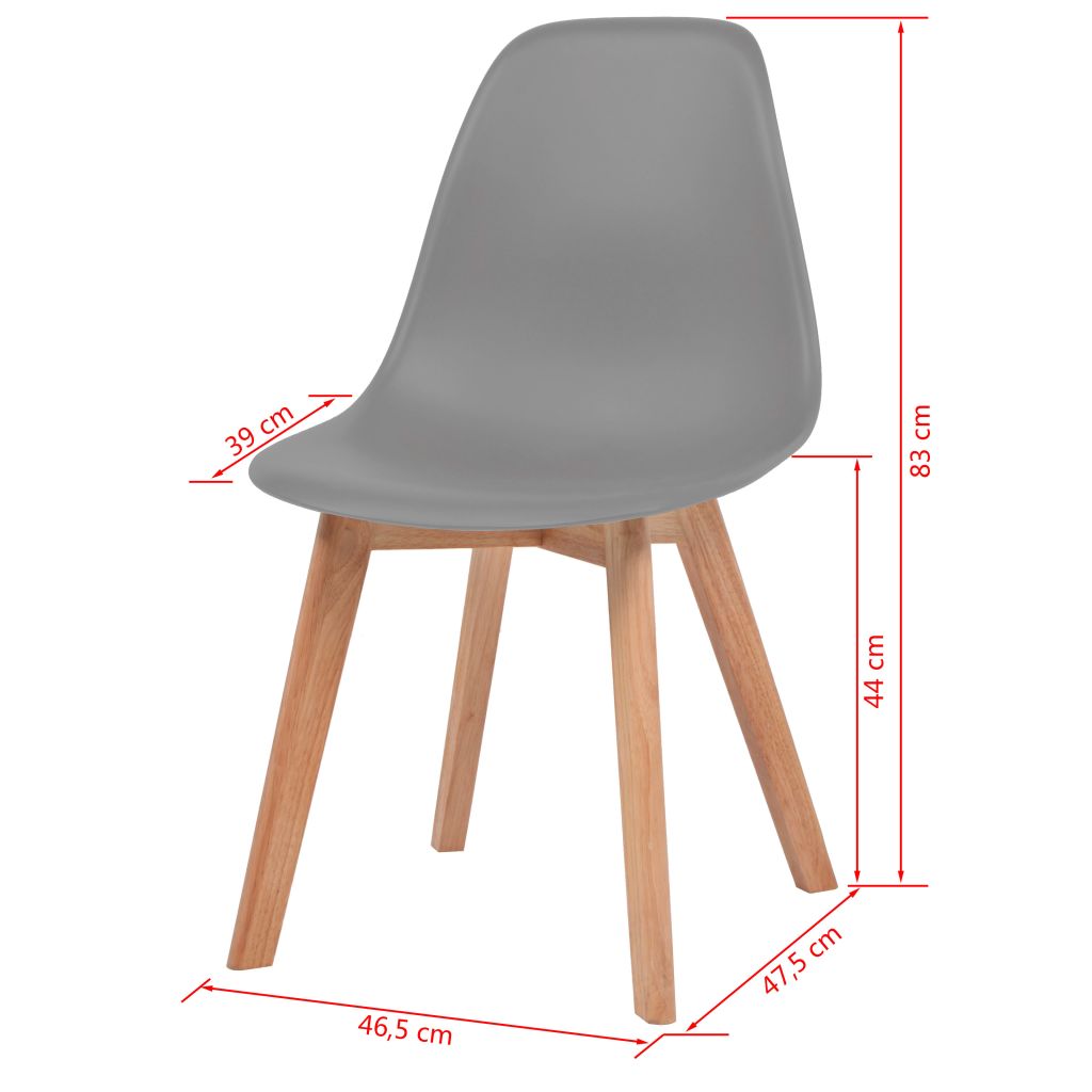 Dining Chairs 6 pcs Grey Plastic- Kitchen & Dining Room Chairs - HomeShopIreland - Home Shop Ireland - Kitchen & Dining Room Chairs - Dining Chairs 6 pcs Grey Plastic