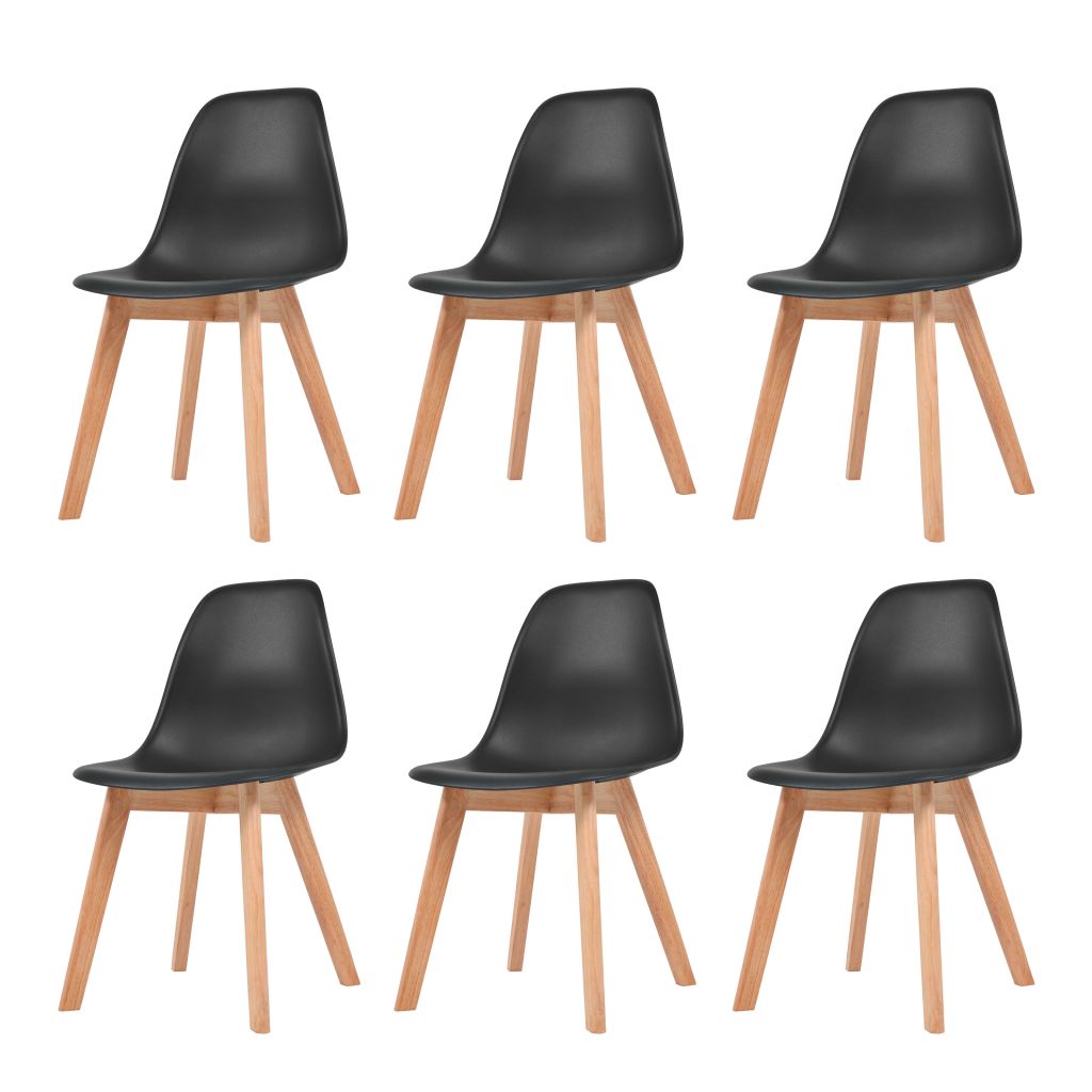 Dining Chairs 6 pcs Black Plastic- Kitchen & Dining Room Chairs - HomeShopIreland - Home Shop Ireland - Kitchen & Dining Room Chairs - Dining Chairs 6 pcs Black Plastic