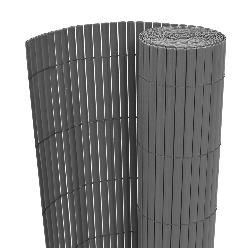 Double-Sided Garden Fence PVC 90x500 cm Grey- Fence Panels - HomeShopIreland - Home Shop Ireland - Fence Panels - Double-Sided Garden Fence PVC 90x500 cm Grey