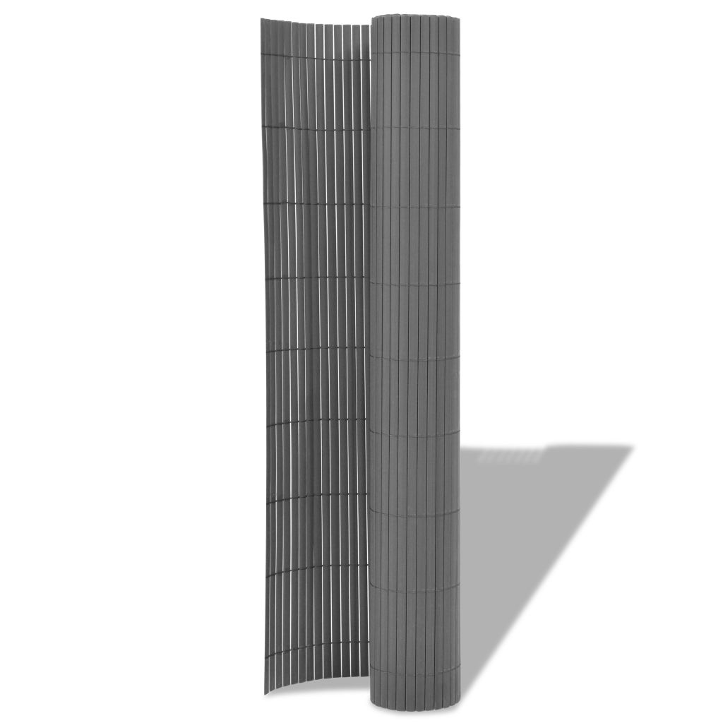 Double-Sided Garden Fence PVC 90x500 cm Grey- Fence Panels - HomeShopIreland - Home Shop Ireland - Fence Panels - Double-Sided Garden Fence PVC 90x500 cm Grey