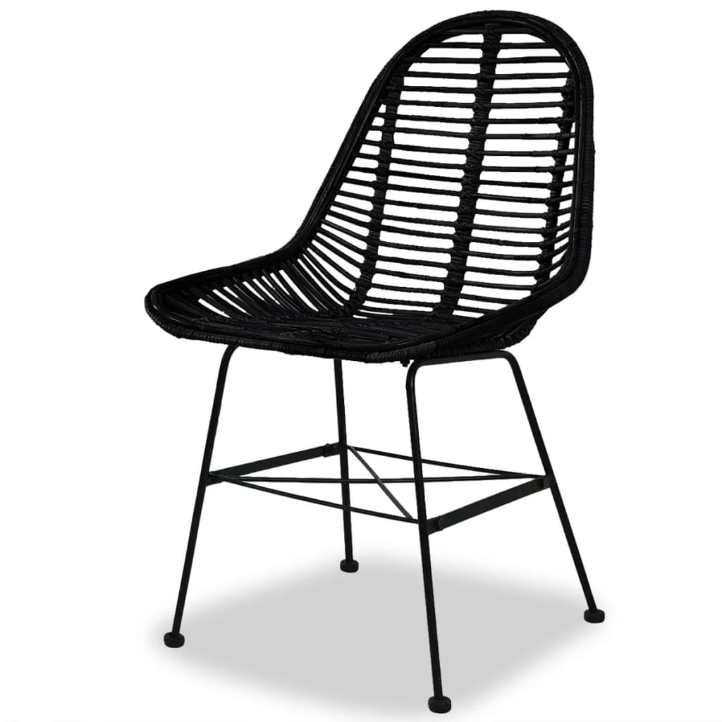 Dining Chairs 2 pcs Black Natural Rattan- Kitchen & Dining Room Chairs - HomeShopIreland - Home Shop Ireland - Kitchen & Dining Room Chairs - Dining Chairs 2 pcs Black Natural Rattan