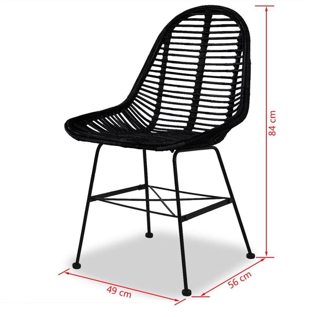 Dining Chairs 2 pcs Black Natural Rattan- Kitchen & Dining Room Chairs - HomeShopIreland - Home Shop Ireland - Kitchen & Dining Room Chairs - Dining Chairs 2 pcs Black Natural Rattan