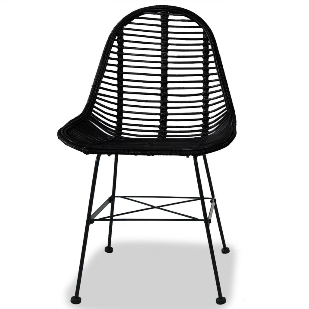 Dining Chairs 4 pcs Black Natural Rattan- Kitchen & Dining Room Chairs - HomeShopIreland - Home Shop Ireland - Kitchen & Dining Room Chairs - Dining Chairs 4 pcs Black Natural Rattan