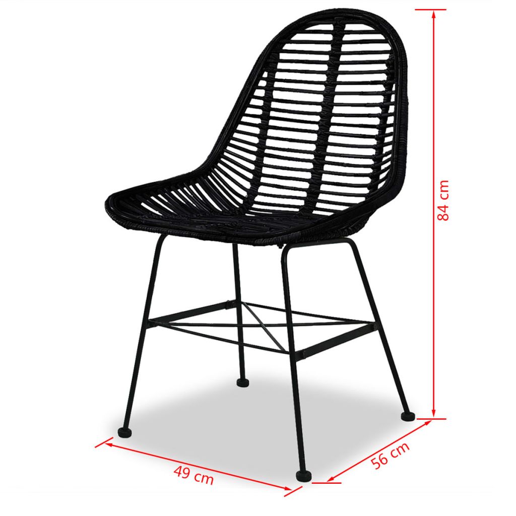 Dining Chairs 4 pcs Black Natural Rattan- Kitchen & Dining Room Chairs - HomeShopIreland - Home Shop Ireland - Kitchen & Dining Room Chairs - Dining Chairs 4 pcs Black Natural Rattan