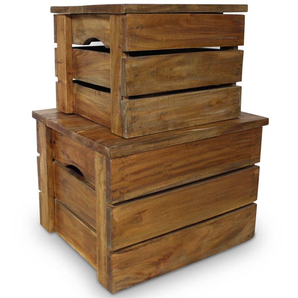 Storage Crate Set 2 Pieces Solid Reclaimed Wood- Storage Chests - HomeShopIreland - Home Shop Ireland - Storage Chests - Storage Crate Set 2 Pieces Solid Reclaimed Wood