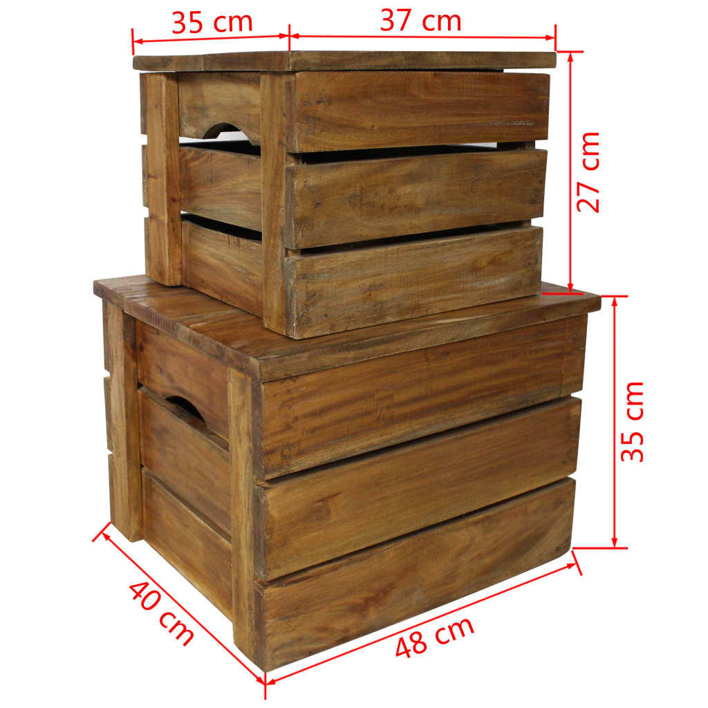 Storage Crate Set 2 Pieces Solid Reclaimed Wood- Storage Chests - HomeShopIreland - Home Shop Ireland - Storage Chests - Storage Crate Set 2 Pieces Solid Reclaimed Wood