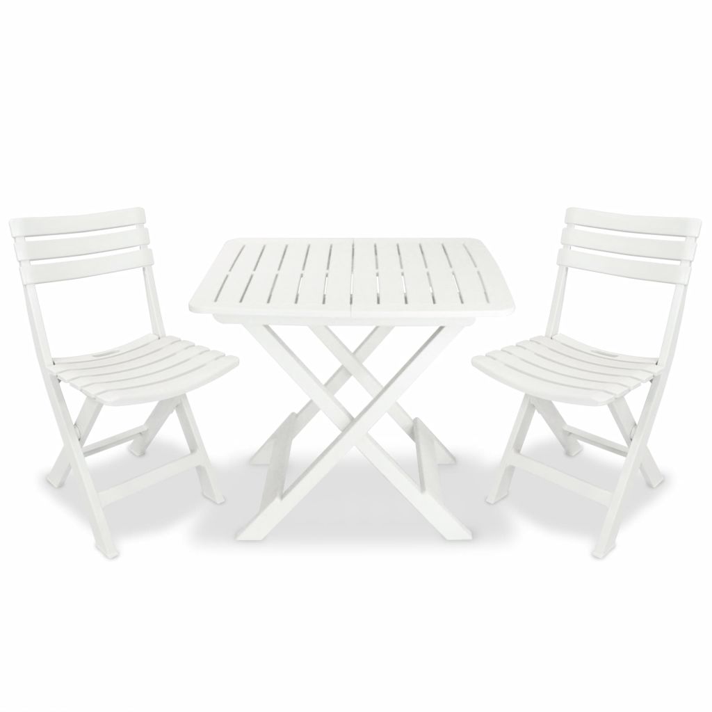 3 Piece Folding Bistro Set Plastic White- Outdoor Furniture Sets - HomeShopIreland - Home Shop Ireland - Outdoor Furniture Sets - 3 Piece Folding Bistro Set Plastic White