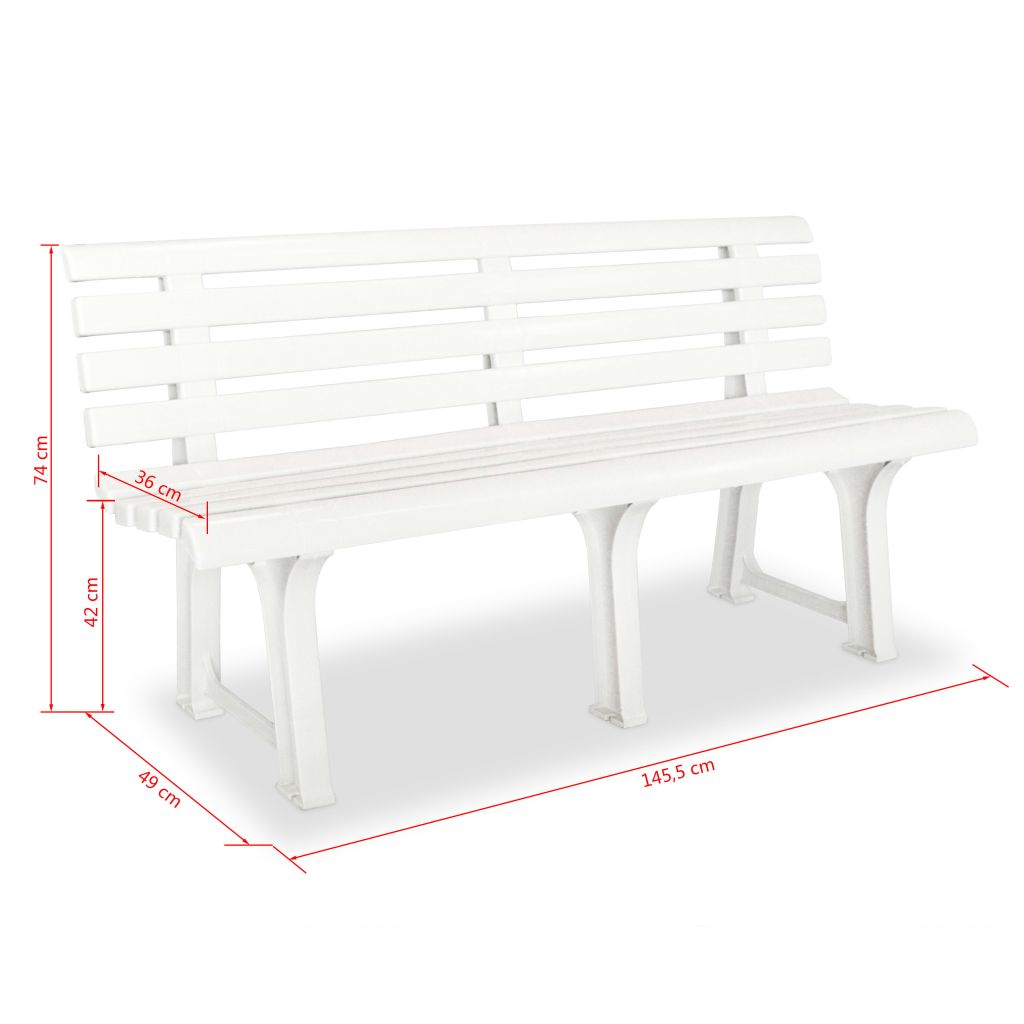 Garden Bench 145,5 cm Plastic White- Outdoor Benches - HomeShopIreland - Home Shop Ireland - Outdoor Benches - Garden Bench 145,5 cm Plastic White