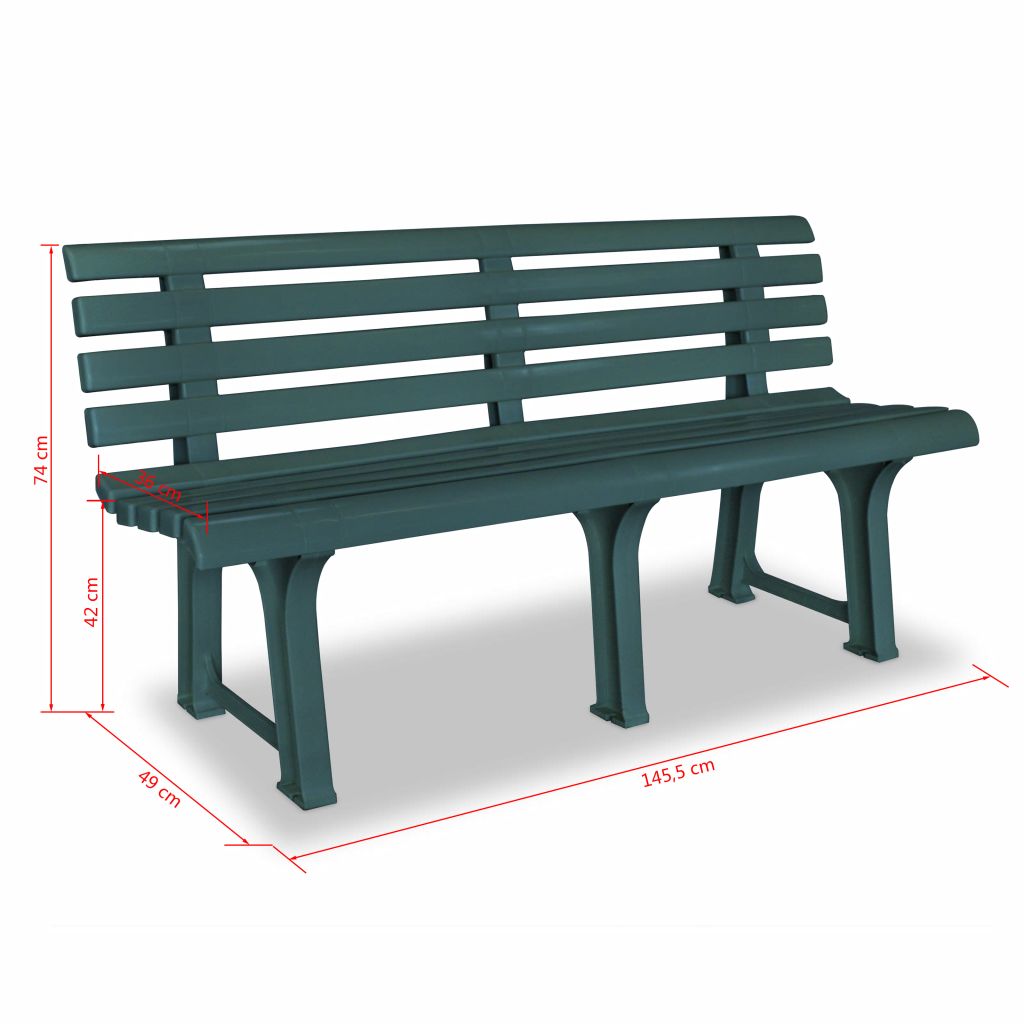 Garden Bench 145,5 cm Plastic Green- Outdoor Benches - HomeShopIreland - Home Shop Ireland - Outdoor Benches - Garden Bench 145,5 cm Plastic Green