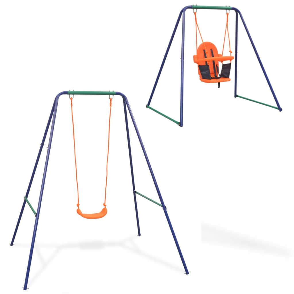 2-in-1 Single Swing and Toddler Swing Orange- Play Swings - HomeShopIreland - Home Shop Ireland - Play Swings - 2-in-1 Single Swing and Toddler Swing Orange