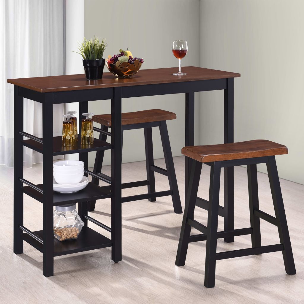 Bar Set 3 Pieces MDF Black- Kitchen & Dining Furniture Sets - HomeShopIreland - Home Shop Ireland - Kitchen & Dining Furniture Sets - Bar Set 3 Pieces MDF Black