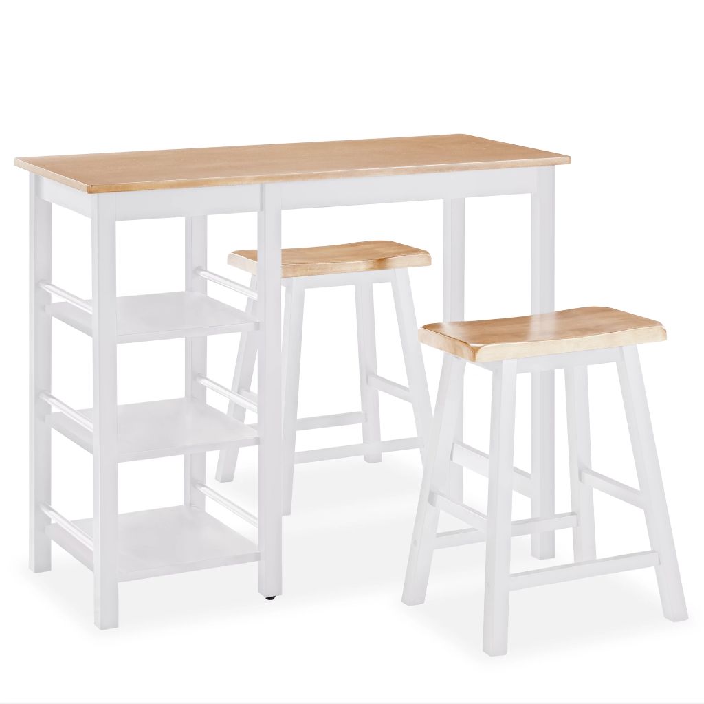 Bar Set 3 Pieces MDF White- Kitchen & Dining Furniture Sets - HomeShopIreland - Home Shop Ireland - Kitchen & Dining Furniture Sets - Bar Set 3 Pieces MDF White