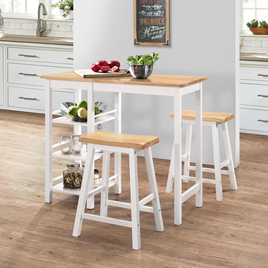 Bar Set 3 Pieces MDF White- Kitchen & Dining Furniture Sets - HomeShopIreland - Home Shop Ireland - Kitchen & Dining Furniture Sets - Bar Set 3 Pieces MDF White