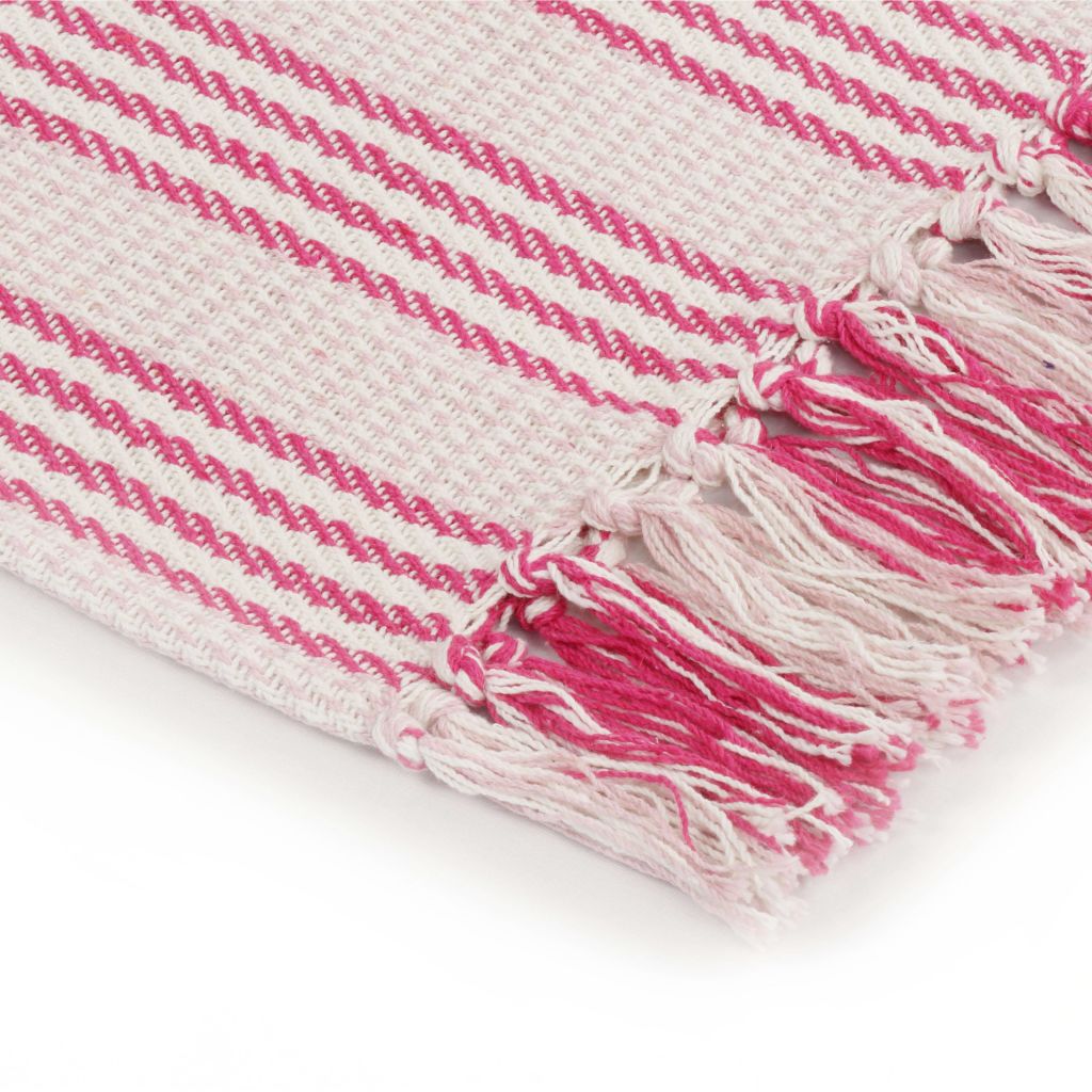 Throw Cotton Stripes 220x250 cm Pink and White- Blankets - HomeShopIreland - Home Shop Ireland - Blankets - Throw Cotton Stripes 220x250 cm Pink and White