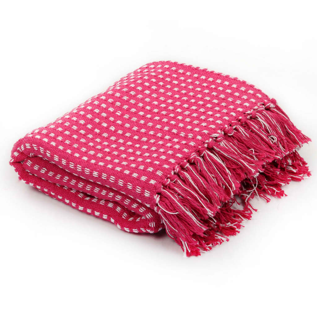 Throw Cotton Squares 220x250 cm Pink- Blankets - HomeShopIreland - Home Shop Ireland - Blankets - Throw Cotton Squares 220x250 cm Pink