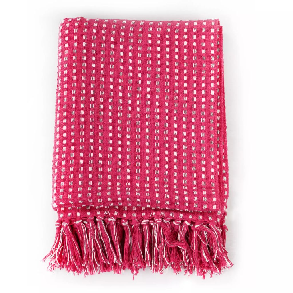 Throw Cotton Squares 220x250 cm Pink- Blankets - HomeShopIreland - Home Shop Ireland - Blankets - Throw Cotton Squares 220x250 cm Pink