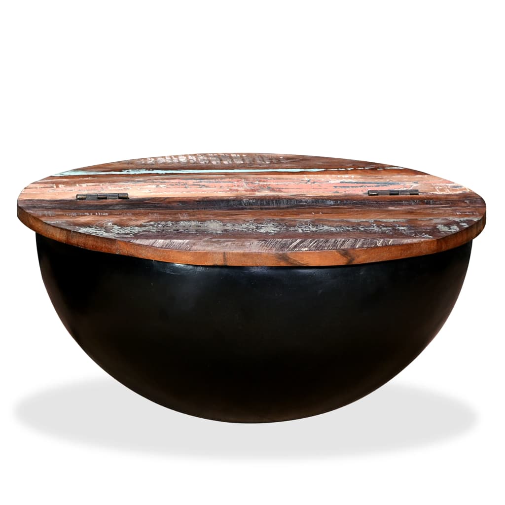 Coffee Table Solid Reclaimed Wood Black Bowl Shape- Coffee Tables - HomeShopIreland - Home Shop Ireland - Coffee Tables - Coffee Table Solid Reclaimed Wood Black Bowl Shape