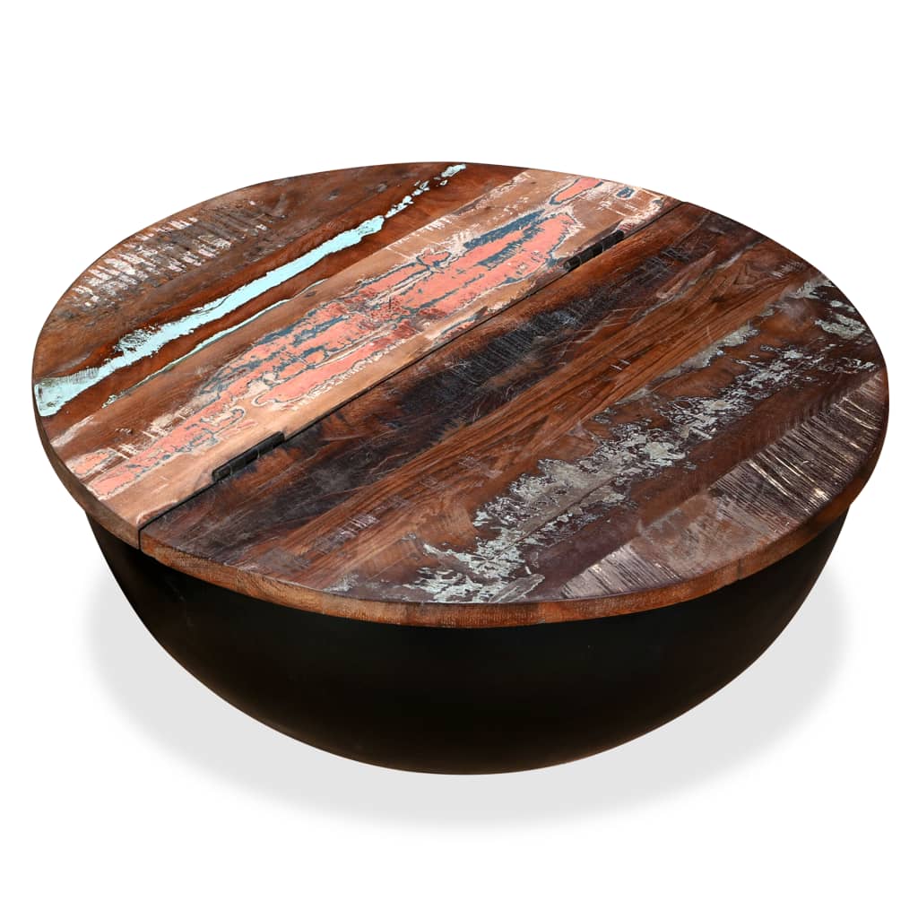 Coffee Table Solid Reclaimed Wood Black Bowl Shape- Coffee Tables - HomeShopIreland - Home Shop Ireland - Coffee Tables - Coffee Table Solid Reclaimed Wood Black Bowl Shape