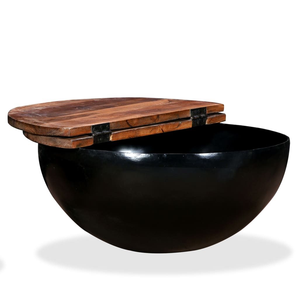 Coffee Table Solid Reclaimed Wood Black Bowl Shape- Coffee Tables - HomeShopIreland - Home Shop Ireland - Coffee Tables - Coffee Table Solid Reclaimed Wood Black Bowl Shape