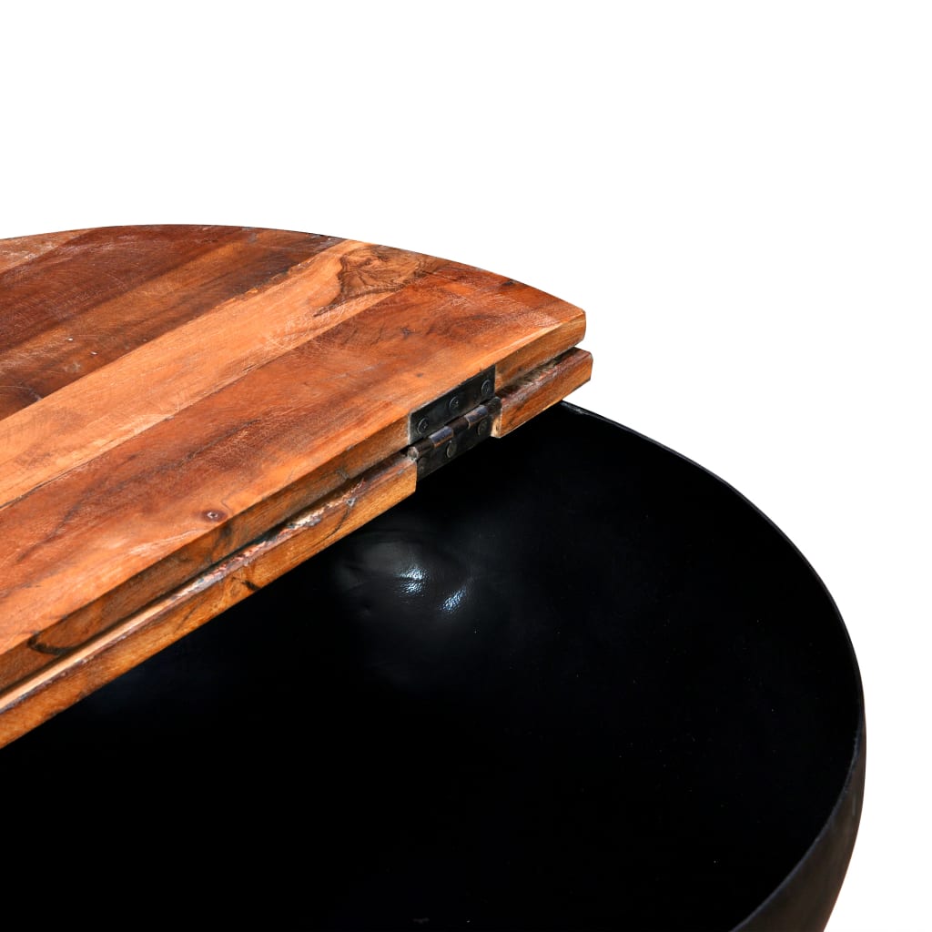 Coffee Table Solid Reclaimed Wood Black Bowl Shape- Coffee Tables - HomeShopIreland - Home Shop Ireland - Coffee Tables - Coffee Table Solid Reclaimed Wood Black Bowl Shape