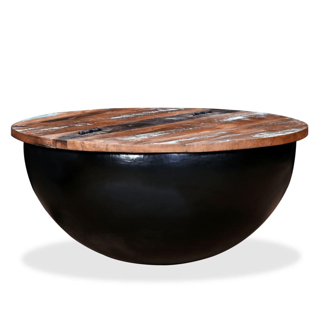 Coffee Table Solid Reclaimed Wood Black Bowl Shape- Coffee Tables - HomeShopIreland - Home Shop Ireland - Coffee Tables - Coffee Table Solid Reclaimed Wood Black Bowl Shape