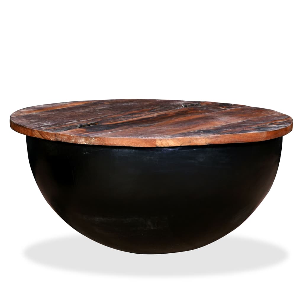 Coffee Table Solid Reclaimed Wood Black Bowl Shape- Coffee Tables - HomeShopIreland - Home Shop Ireland - Coffee Tables - Coffee Table Solid Reclaimed Wood Black Bowl Shape