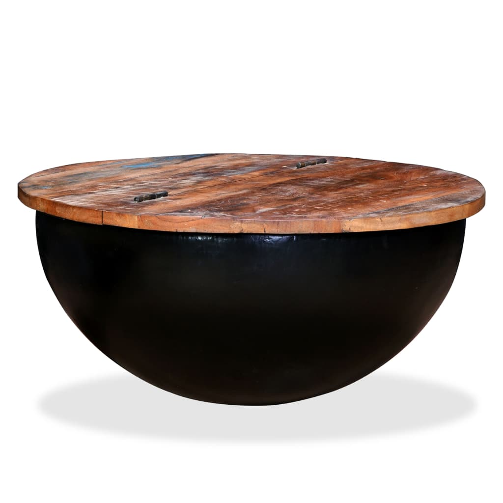 Coffee Table Solid Reclaimed Wood Black Bowl Shape- Coffee Tables - HomeShopIreland - Home Shop Ireland - Coffee Tables - Coffee Table Solid Reclaimed Wood Black Bowl Shape