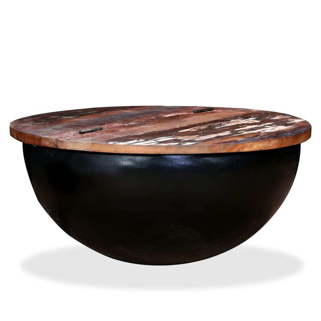 Coffee Table Solid Reclaimed Wood Black Bowl Shape- Coffee Tables - HomeShopIreland - Home Shop Ireland - Coffee Tables - Coffee Table Solid Reclaimed Wood Black Bowl Shape