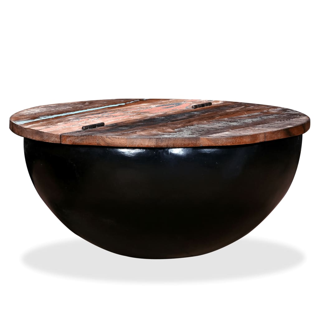 Coffee Table Solid Reclaimed Wood Black Bowl Shape- Coffee Tables - HomeShopIreland - Home Shop Ireland - Coffee Tables - Coffee Table Solid Reclaimed Wood Black Bowl Shape