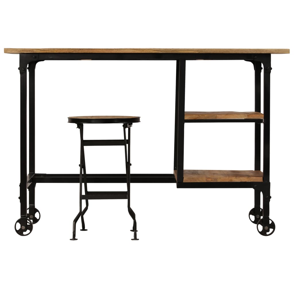 Desk with Folding Stool Solid Mango Wood 115x50x76 cm- Desks - HomeShopIreland - Home Shop Ireland - Desks - Desk with Folding Stool Solid Mango Wood 115x50x76 cm