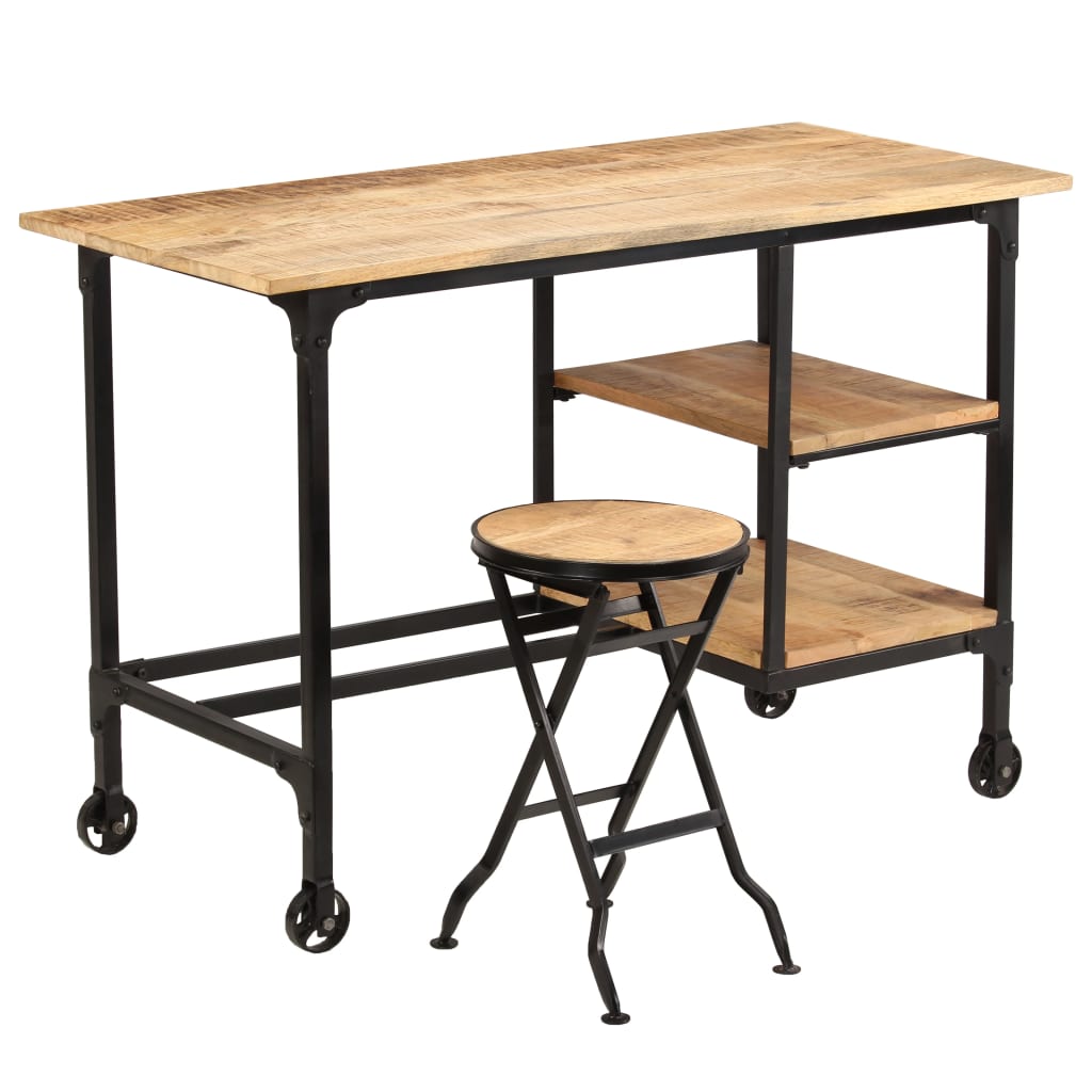 Desk with Folding Stool Solid Mango Wood 115x50x76 cm- Desks - HomeShopIreland - Home Shop Ireland - Desks - Desk with Folding Stool Solid Mango Wood 115x50x76 cm