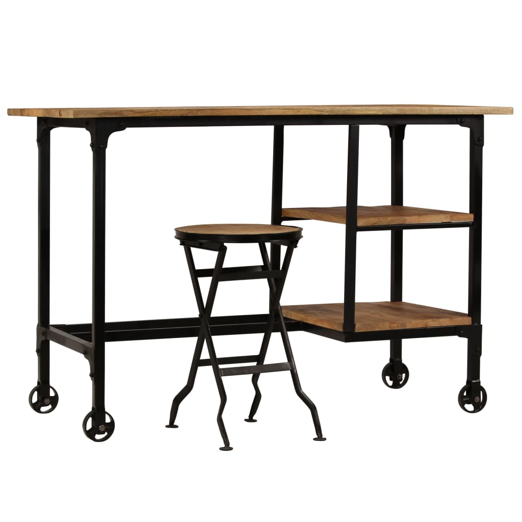 Desk with Folding Stool Solid Mango Wood 115x50x76 cm- Desks - HomeShopIreland - Home Shop Ireland - Desks - Desk with Folding Stool Solid Mango Wood 115x50x76 cm