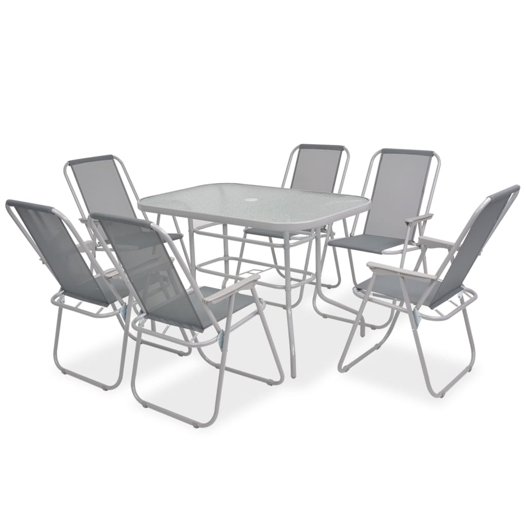 8 Piece Outdoor Dining Set Steel and Textilene Grey- Outdoor Furniture Sets - HomeShopIreland - Home Shop Ireland - Outdoor Furniture Sets - 8 Piece Outdoor Dining Set Steel and Textilene Grey