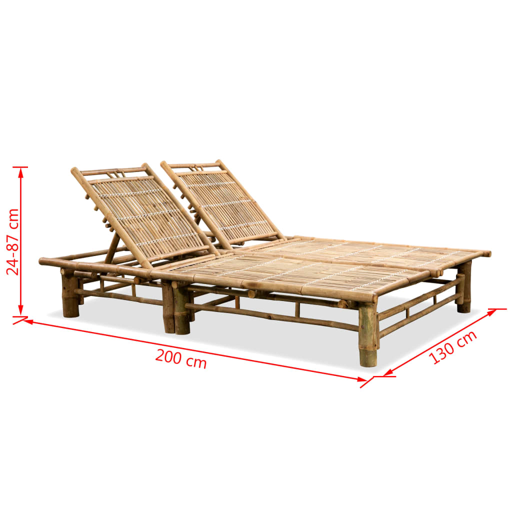 2-Person Sun Lounger Bamboo- Sunloungers - HomeShopIreland - Home Shop Ireland - Sunloungers - 2-Person Sun Lounger Bamboo