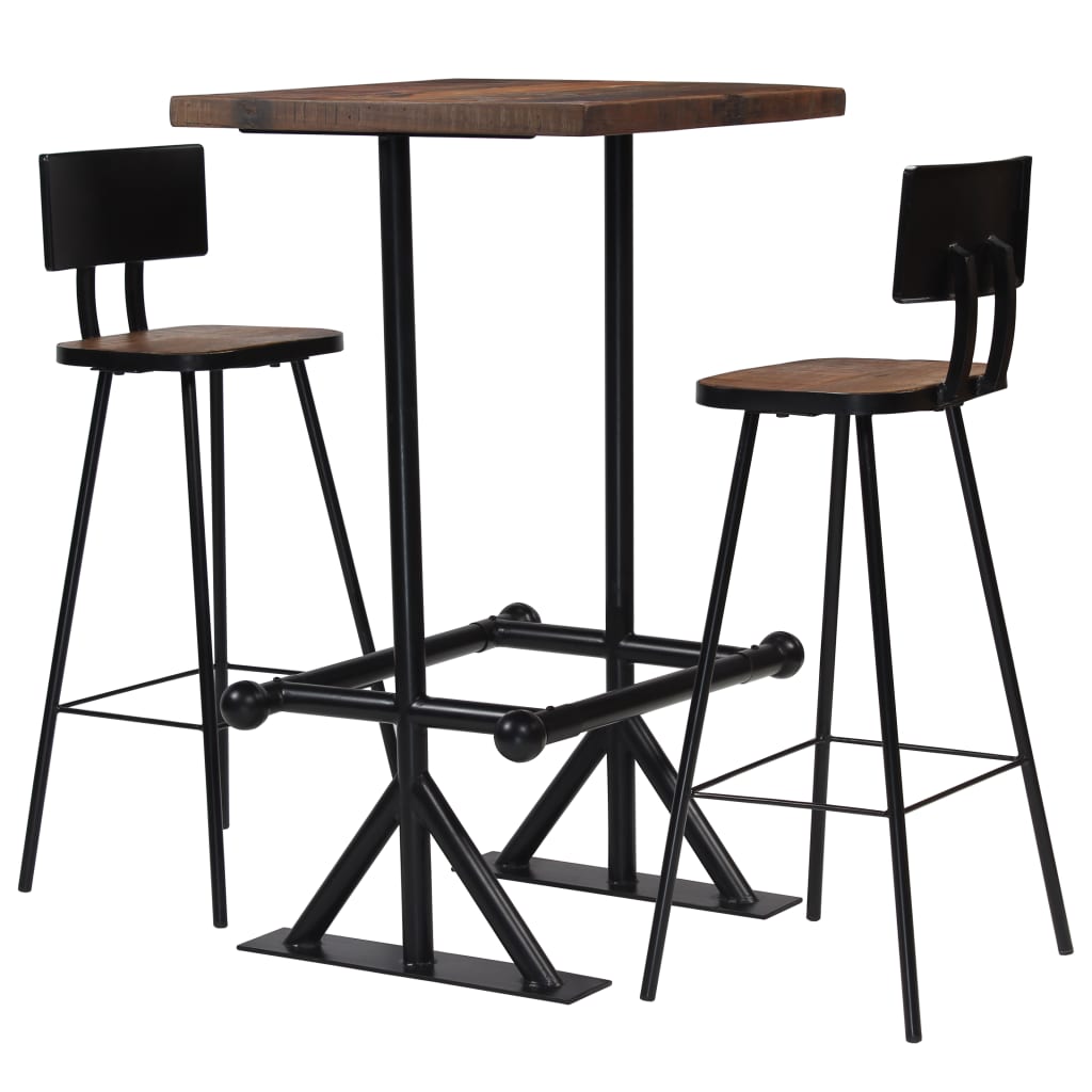Bar Set 3 Piece Solid Reclaimed Wood- Kitchen & Dining Furniture Sets - HomeShopIreland - Home Shop Ireland - Kitchen & Dining Furniture Sets - Bar Set 3 Piece Solid Reclaimed Wood
