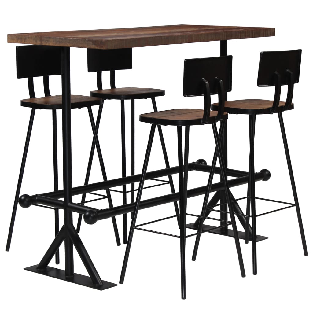 Bar Set 5 Piece Solid Reclaimed Wood- Kitchen & Dining Furniture Sets - HomeShopIreland - Home Shop Ireland - Kitchen & Dining Furniture Sets - Bar Set 5 Piece Solid Reclaimed Wood
