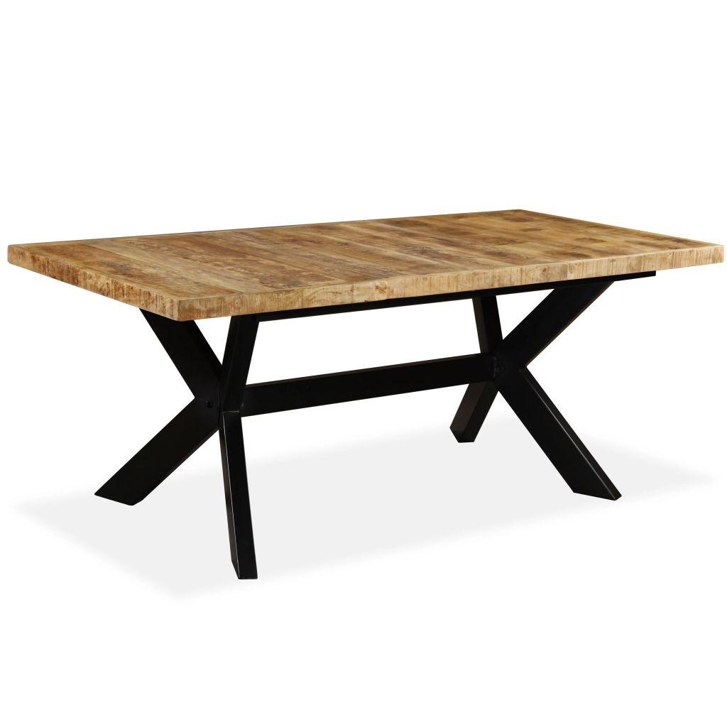 Dining Table Solid Mango Wood and Steel Cross 180 cm- Kitchen & Dining Room Tables - HomeShopIreland - Home Shop Ireland - Kitchen & Dining Room Tables - Dining Table Solid Mango Wood and Steel Cross 180 cm