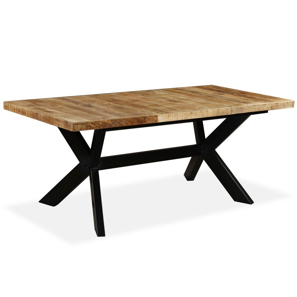 Dining Table Solid Mango Wood and Steel Cross 180 cm- Kitchen & Dining Room Tables - HomeShopIreland - Home Shop Ireland - Kitchen & Dining Room Tables - Dining Table Solid Mango Wood and Steel Cross 180 cm