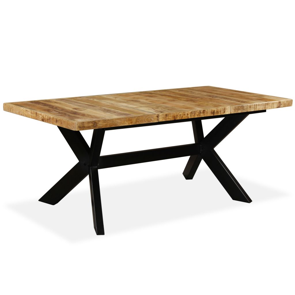 Dining Table Solid Mango Wood and Steel Cross 180 cm- Kitchen & Dining Room Tables - HomeShopIreland - Home Shop Ireland - Kitchen & Dining Room Tables - Dining Table Solid Mango Wood and Steel Cross 180 cm