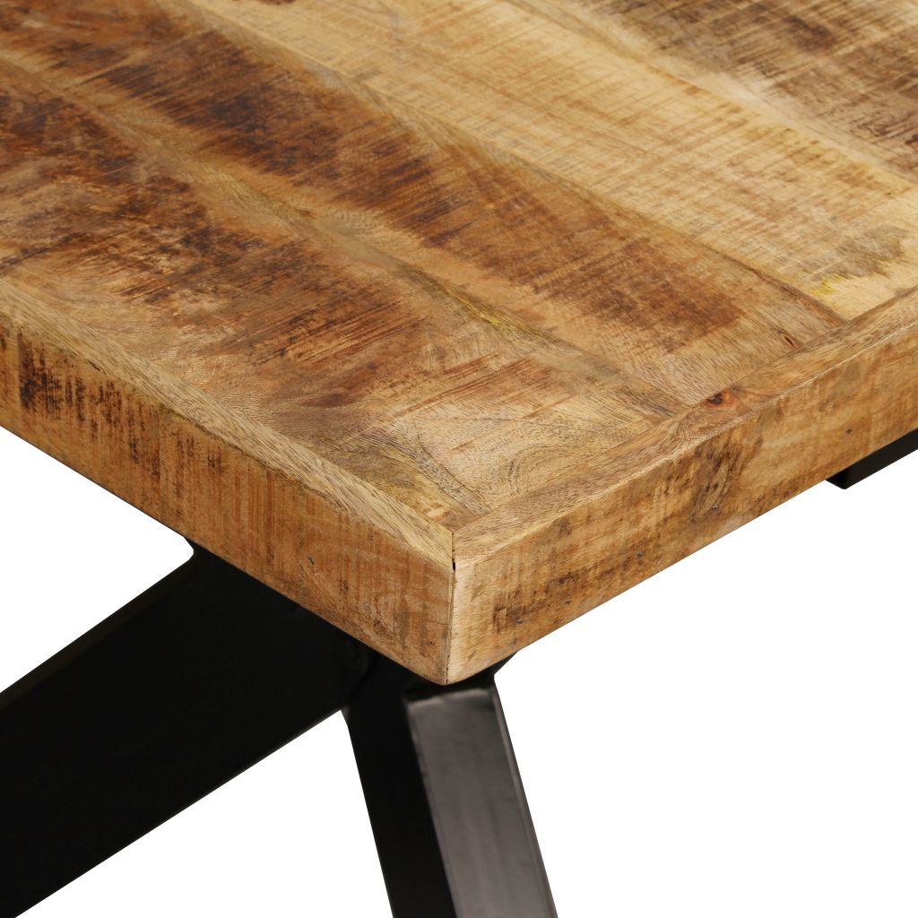 Dining Table Solid Mango Wood and Steel Cross 180 cm- Kitchen & Dining Room Tables - HomeShopIreland - Home Shop Ireland - Kitchen & Dining Room Tables - Dining Table Solid Mango Wood and Steel Cross 180 cm