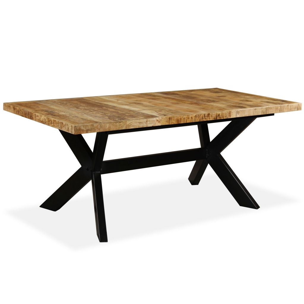 Dining Table Solid Mango Wood and Steel Cross 180 cm- Kitchen & Dining Room Tables - HomeShopIreland - Home Shop Ireland - Kitchen & Dining Room Tables - Dining Table Solid Mango Wood and Steel Cross 180 cm