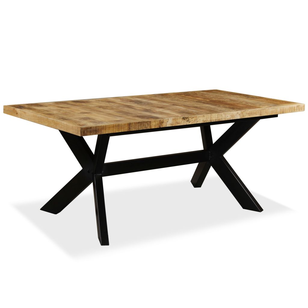 Dining Table Solid Mango Wood and Steel Cross 180 cm- Kitchen & Dining Room Tables - HomeShopIreland - Home Shop Ireland - Kitchen & Dining Room Tables - Dining Table Solid Mango Wood and Steel Cross 180 cm